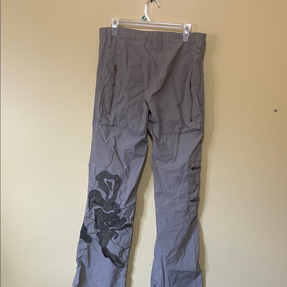 Buffalo David Bitton Gray Cargo Pants with Embroidery